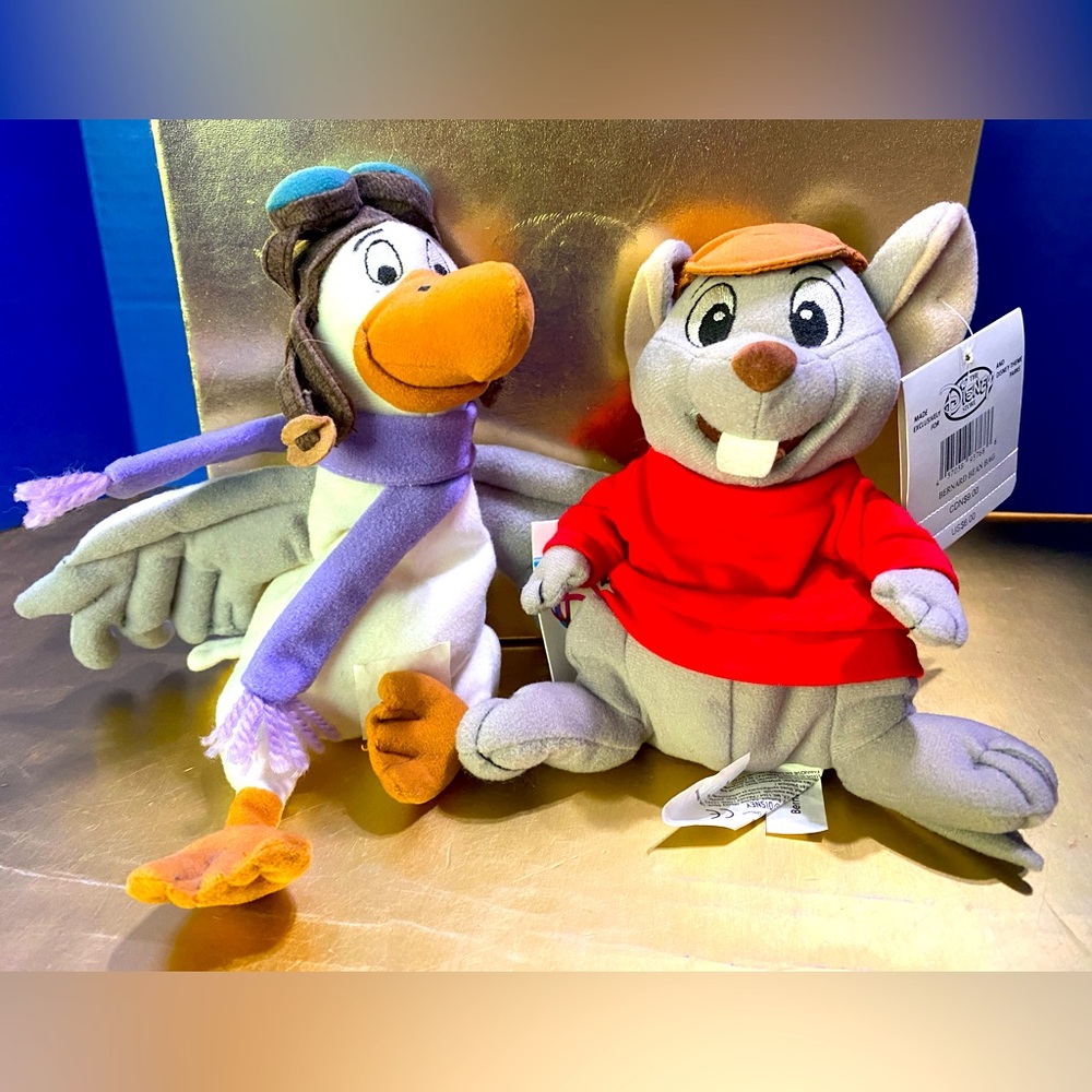 DISNEY STORE EXCLUSIVE 1990s THE RESCUERS BEAN BAG PLUSH SET OF 2